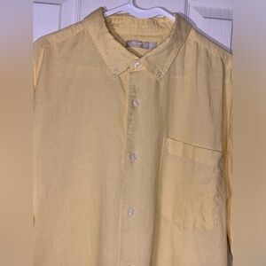Men’s XXL‎ Isle Bay Yellow Linen/cotton Blend Button Down Short Sleeve Shirt